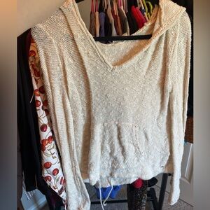 WOMENS ROXT KNITTED SWEATER WITH HOOD AND POCKETS SIZE LARGE